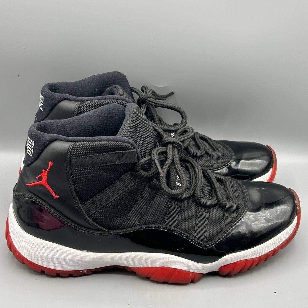 Air Jordan 11 Retro Bred Basketball Shoes Men Black Red 378037-010 Size 8.5